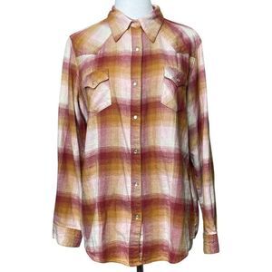 Wrangler Womens Flannel Plaid Snap Front Shirt